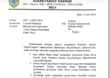 Surat Sakti Sekda SBT Batalkan Pencairan Dana Desa